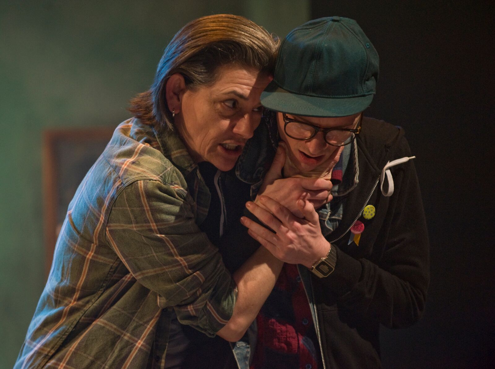 L-R Janet Ulrich Brooks and Matthew Sherbach in the About Face Theatre Production directed by Bonnie Metzgar. Costumes by David Hyman, Set Design by Tom Burch, Lighting Design by Lee Fiskness. Photo by Michael Brosilow.