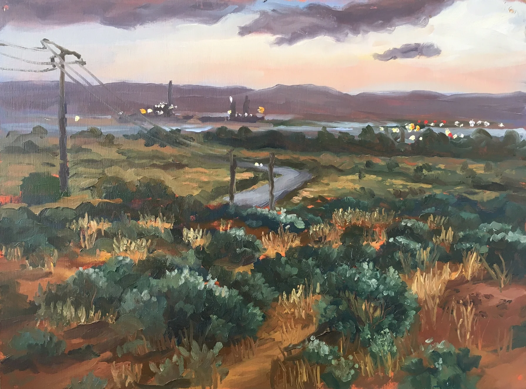 Port Augusta from foothills of the Flinders Ranges, 30 x 40 cm, Oil on panel, 2013