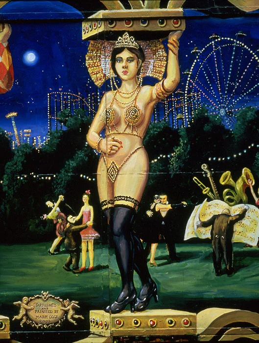 The Famous Spiegeltent facade, detail, RHS middle section.