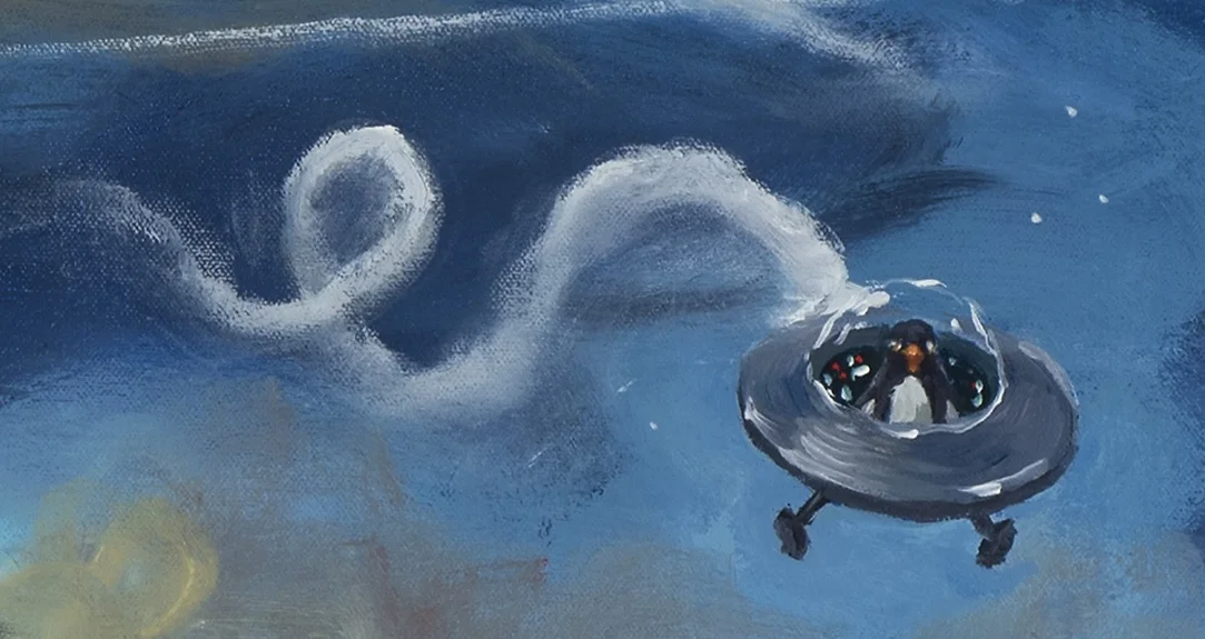 American dream, detail, space penguin