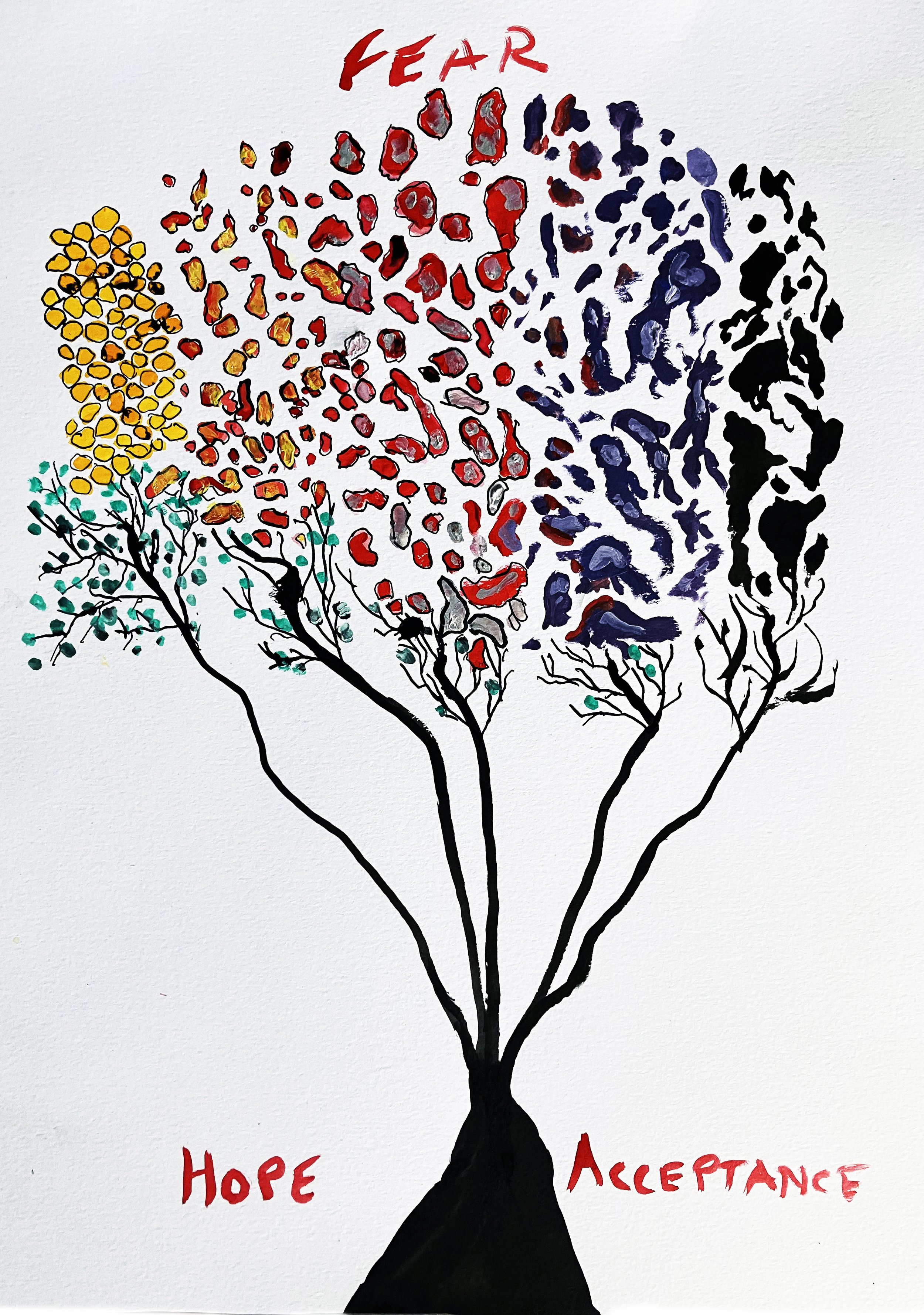 WN297  Tree  2023 Acrylic paint, Paper, A3
