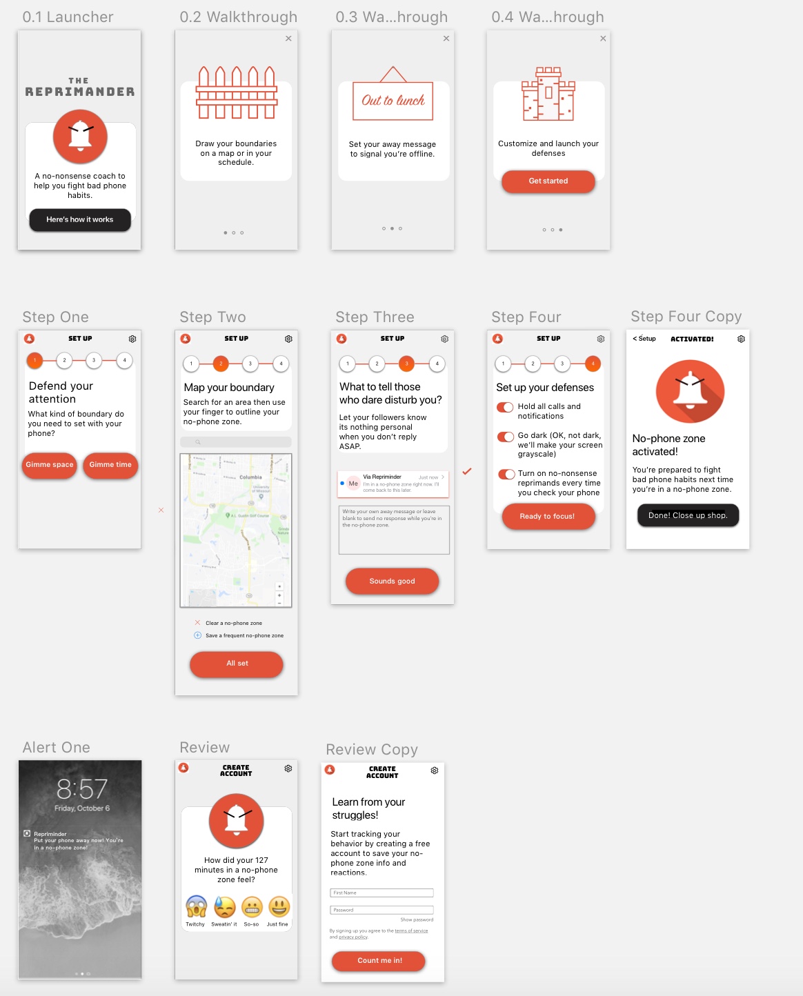 Mid-fidelity wireframes made in Sketch