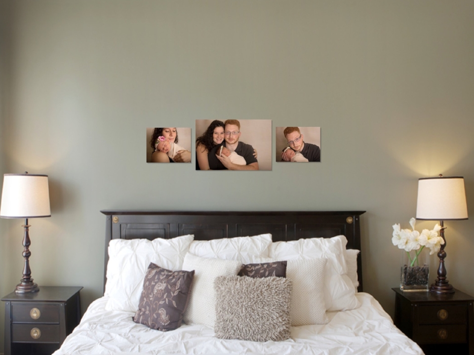 Canvas wall art gallery in bedroom