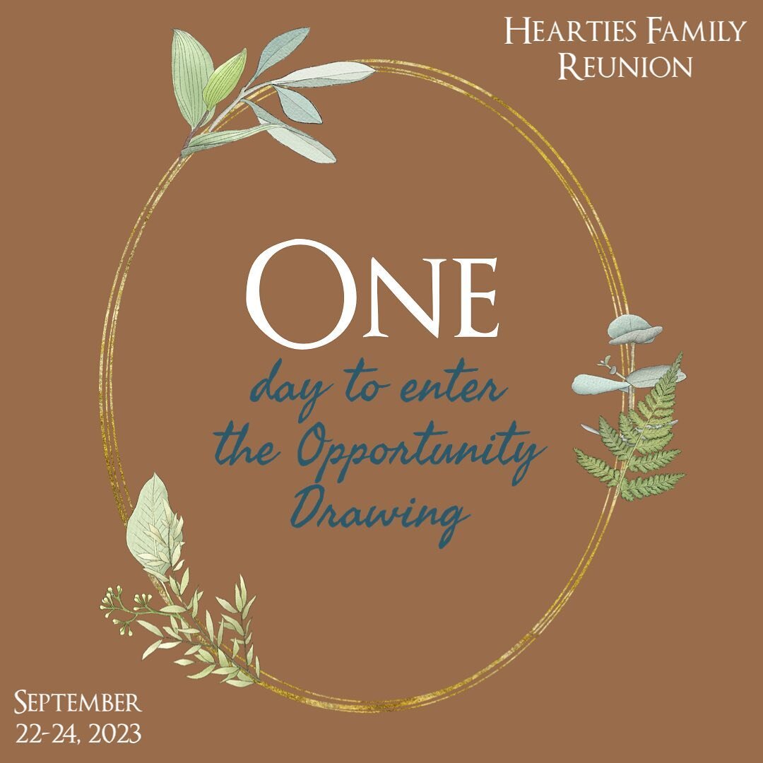 This week flew by! The Opportunity Drawing is OPEN and you have 🚨ONE DAY🚨 left to enter! You have between now and May 8th at 8pm ET/5pm PT to complete your form for the chance to register for this year&rsquo;s #Hearties Family Reunion! 

HeartiesFa