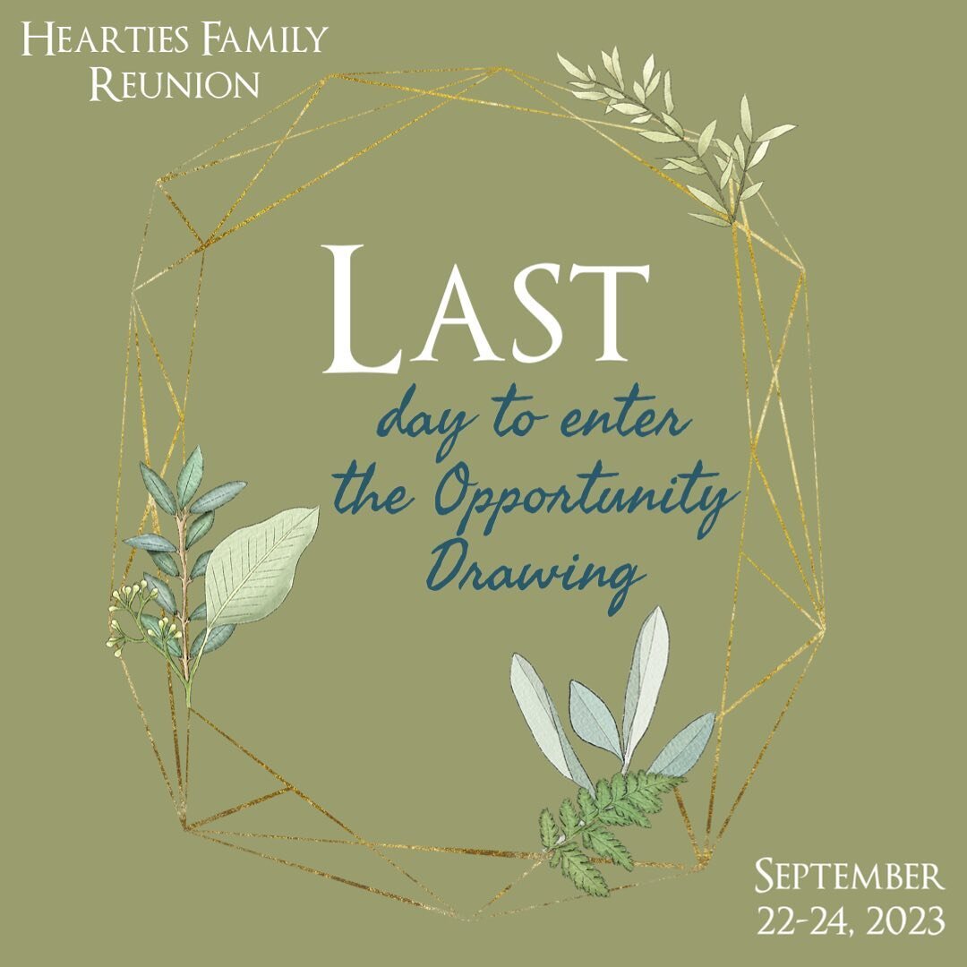 🚨Last call! Last call! Last call!🚨

The Opportunity Drawing is OPEN and you have until TONIGHT at 8pm ET/5pm PT to complete your form for the chance to register for this year&rsquo;s #Hearties Family Reunion! 

HeartiesFamilyReunion.com 

#HFR2023