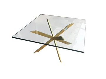Mid Century Modern Heavy Brass and Glass Table 