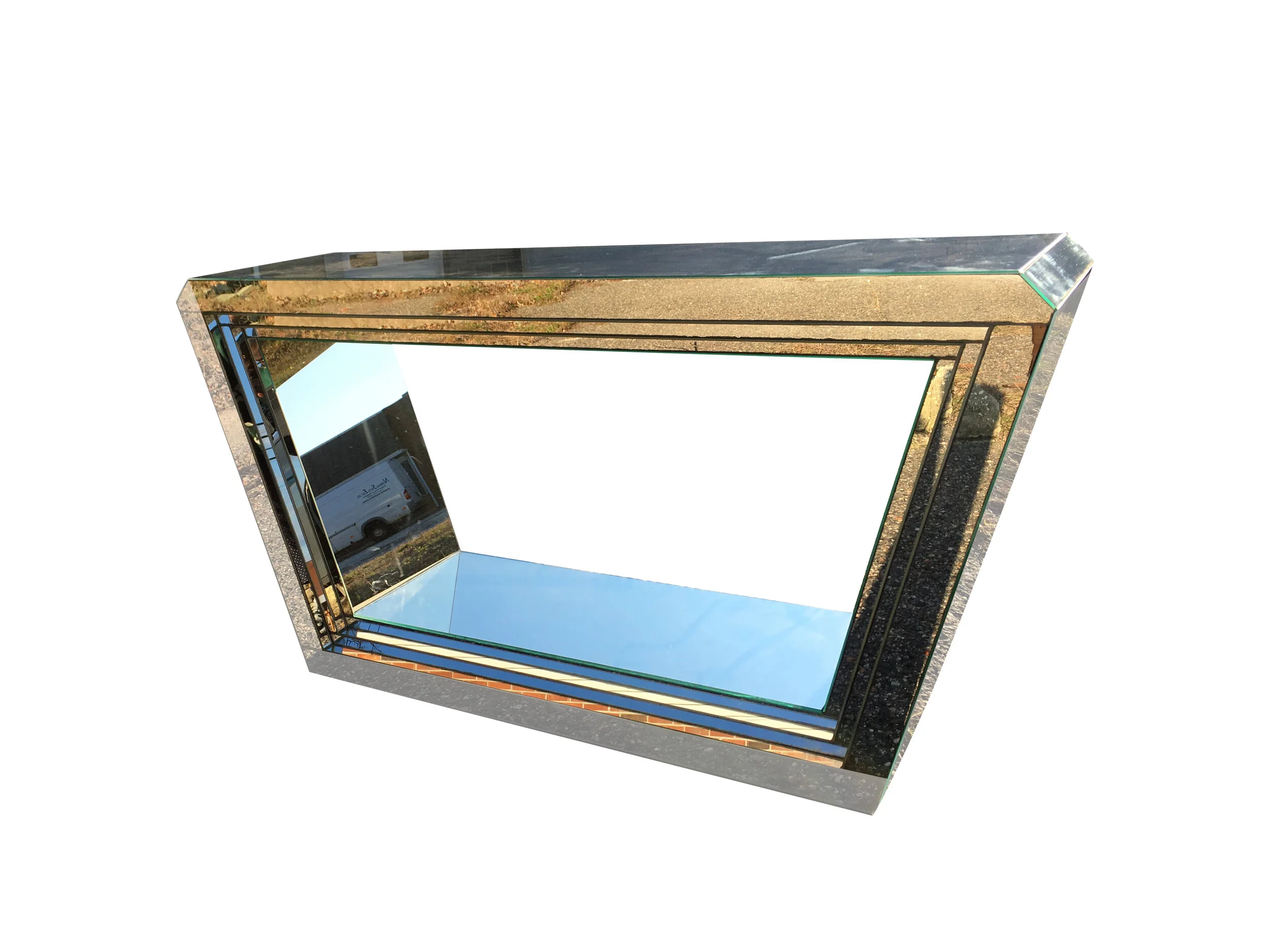 Mid Century Modern Mirrored Console Table 