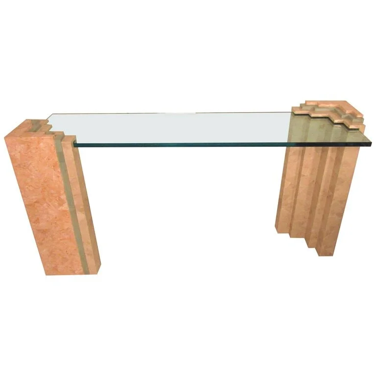 Mid Century Travertine Console Table