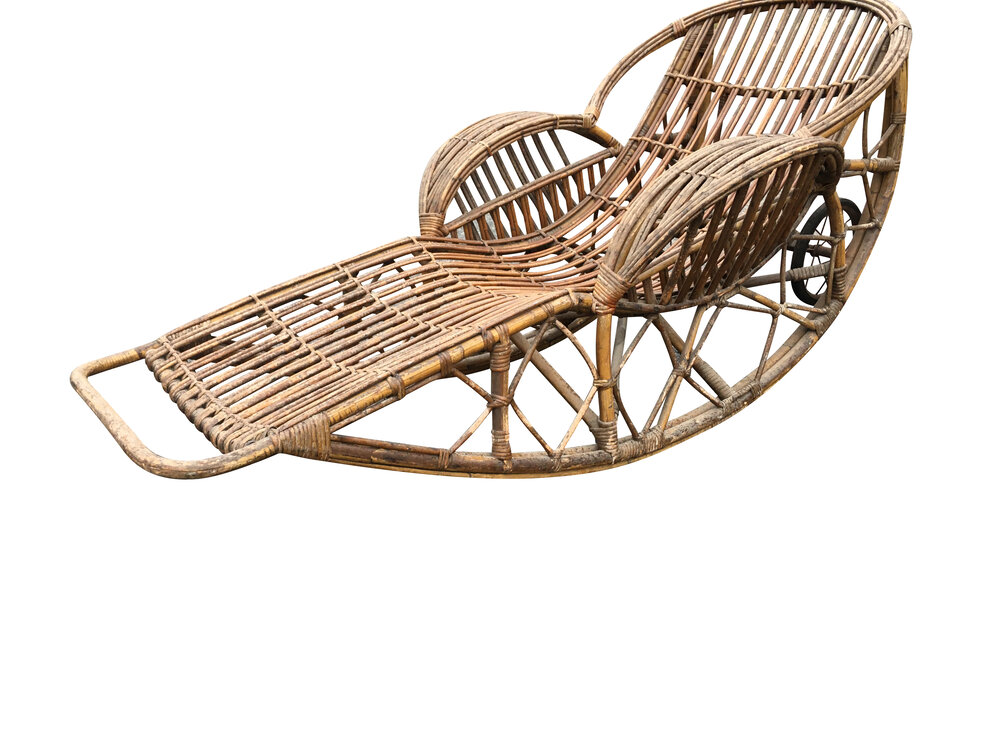 Large One of a Kid Mid Century Modern Amazing Rattan Lounge Chair — RIG