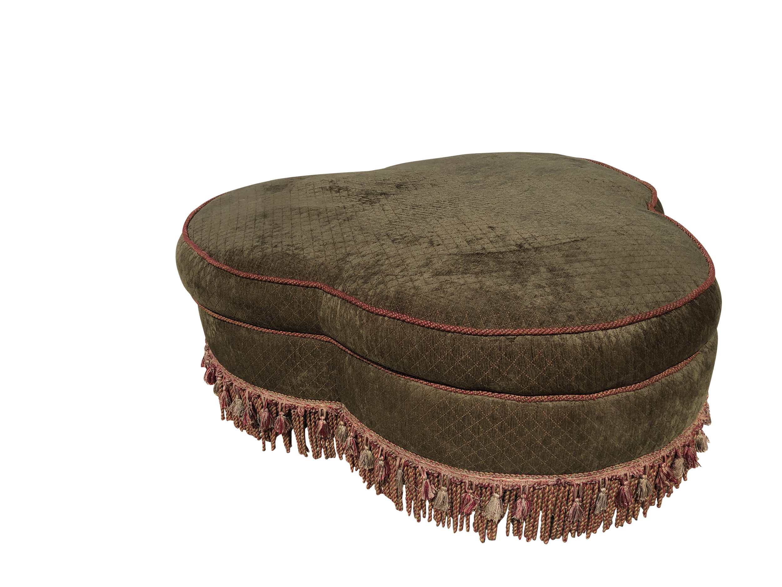 Velvet Mid Century Hollywood Regency Ottoman 