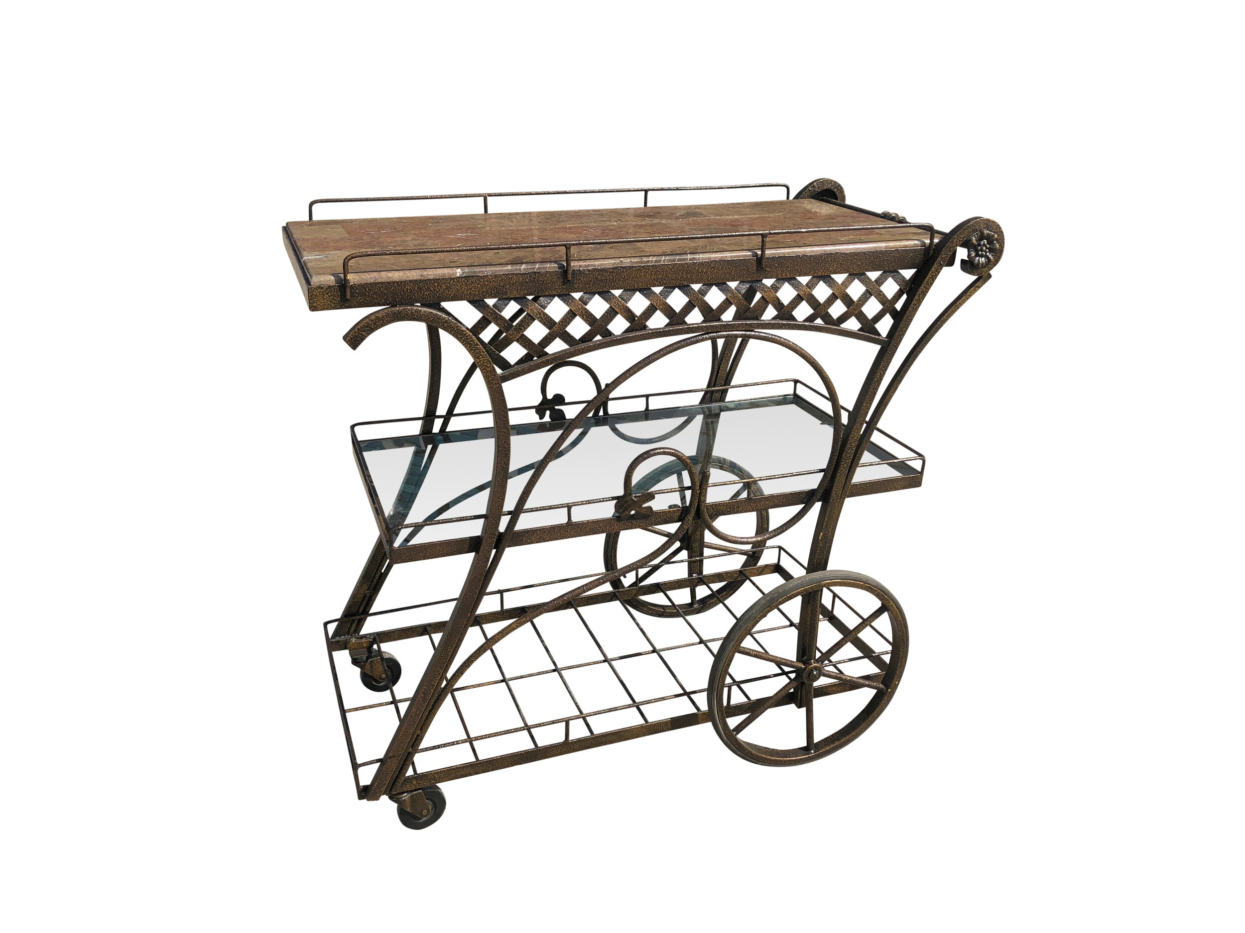 Indoor Outdoor Marble Top Garden Cart 