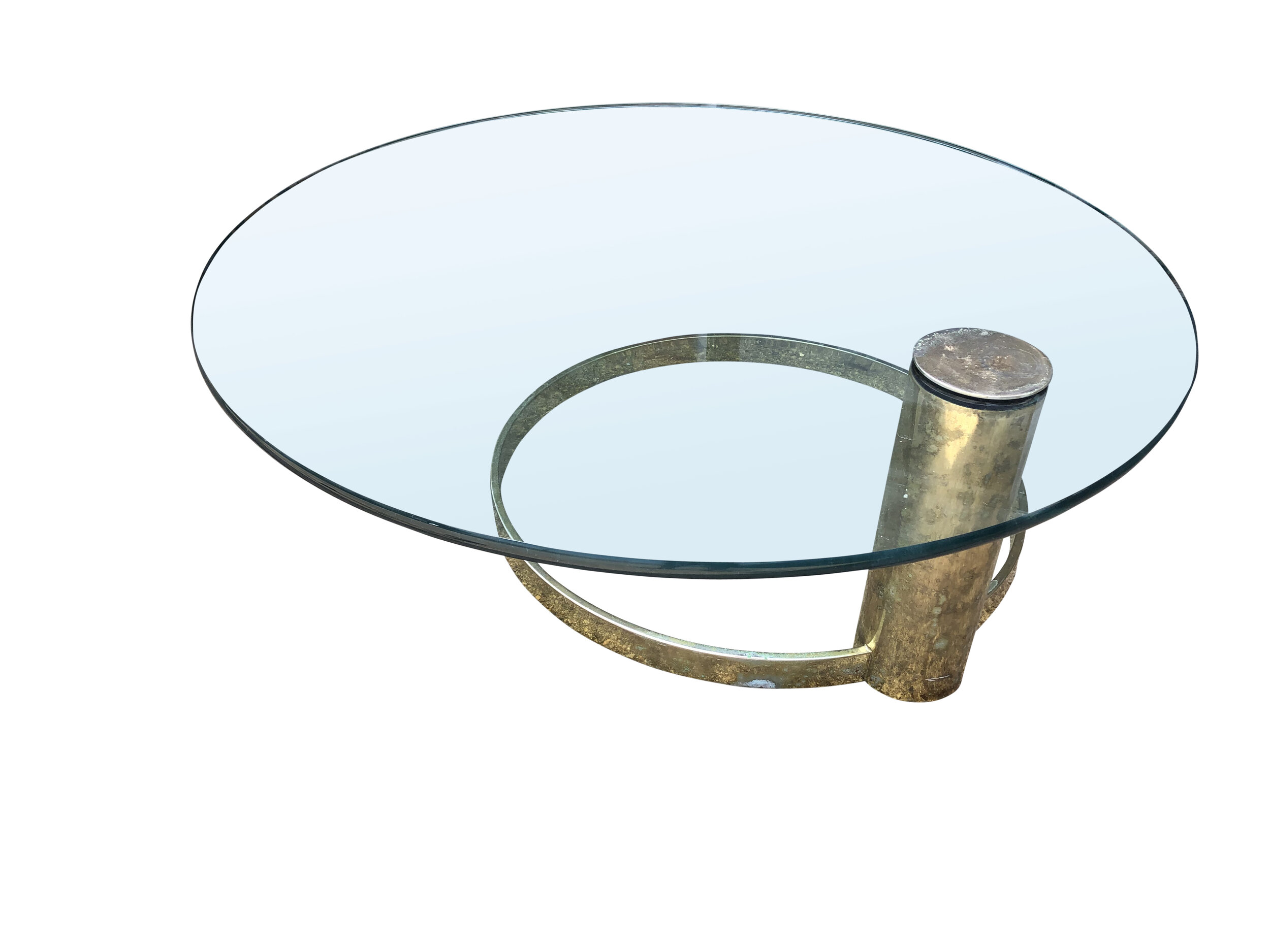 Mid Century Modern Brass and Glass Coffee Table 