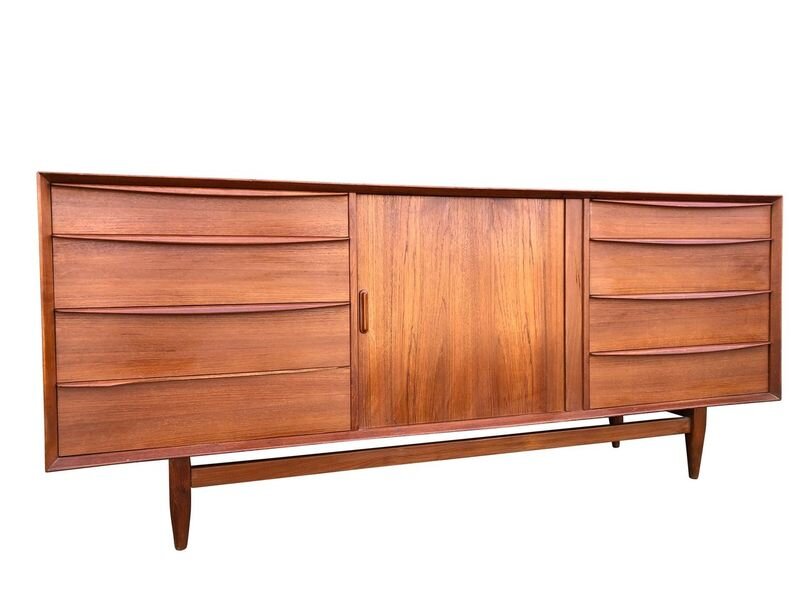 Mid Century Modern Danish Tamboured Door Credenza 