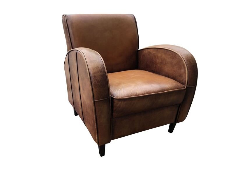 Art Deco Leather Club Chair 