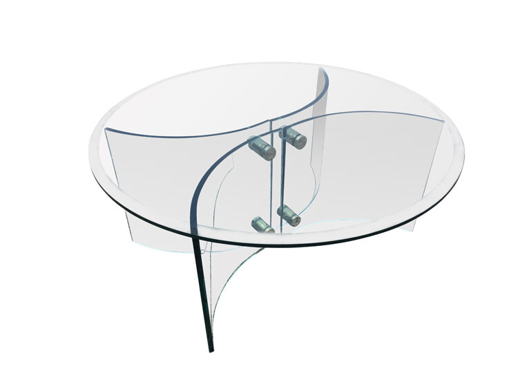 Mid Century Modern Glass and Brass Coffee Table 