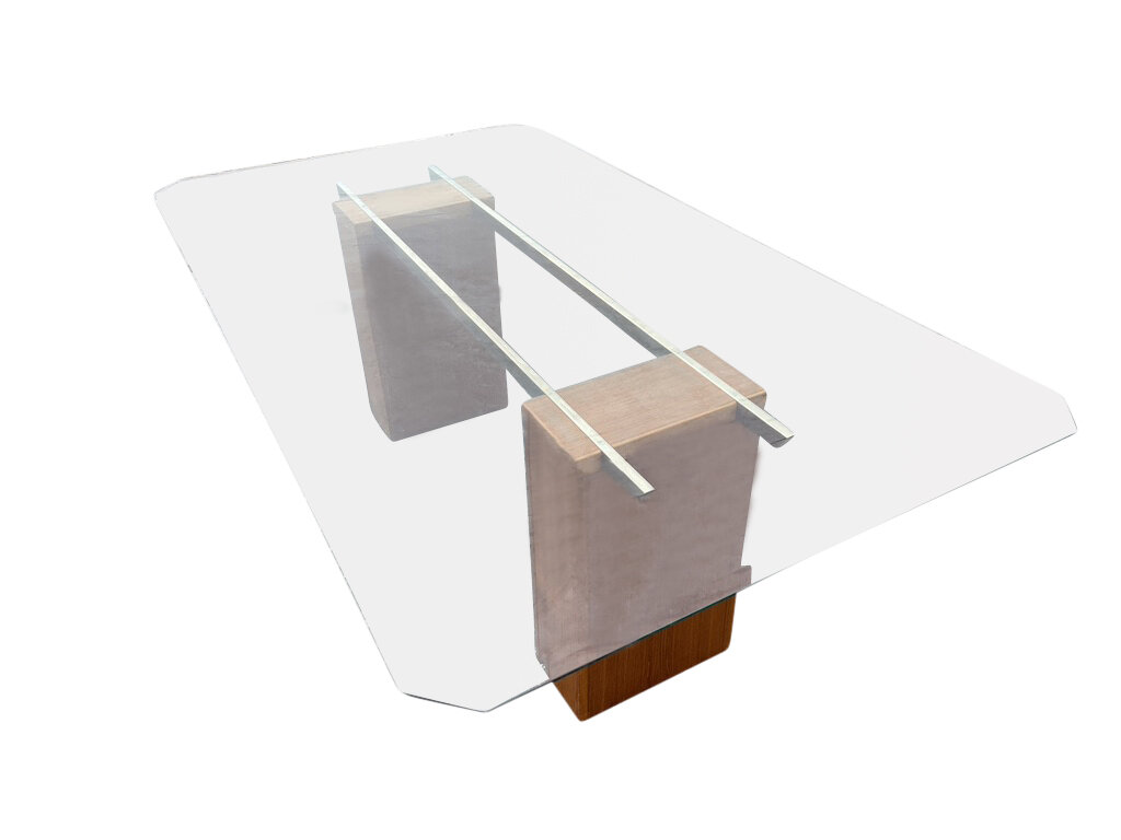 Mid Century Modern Teak and Glass Dining Table