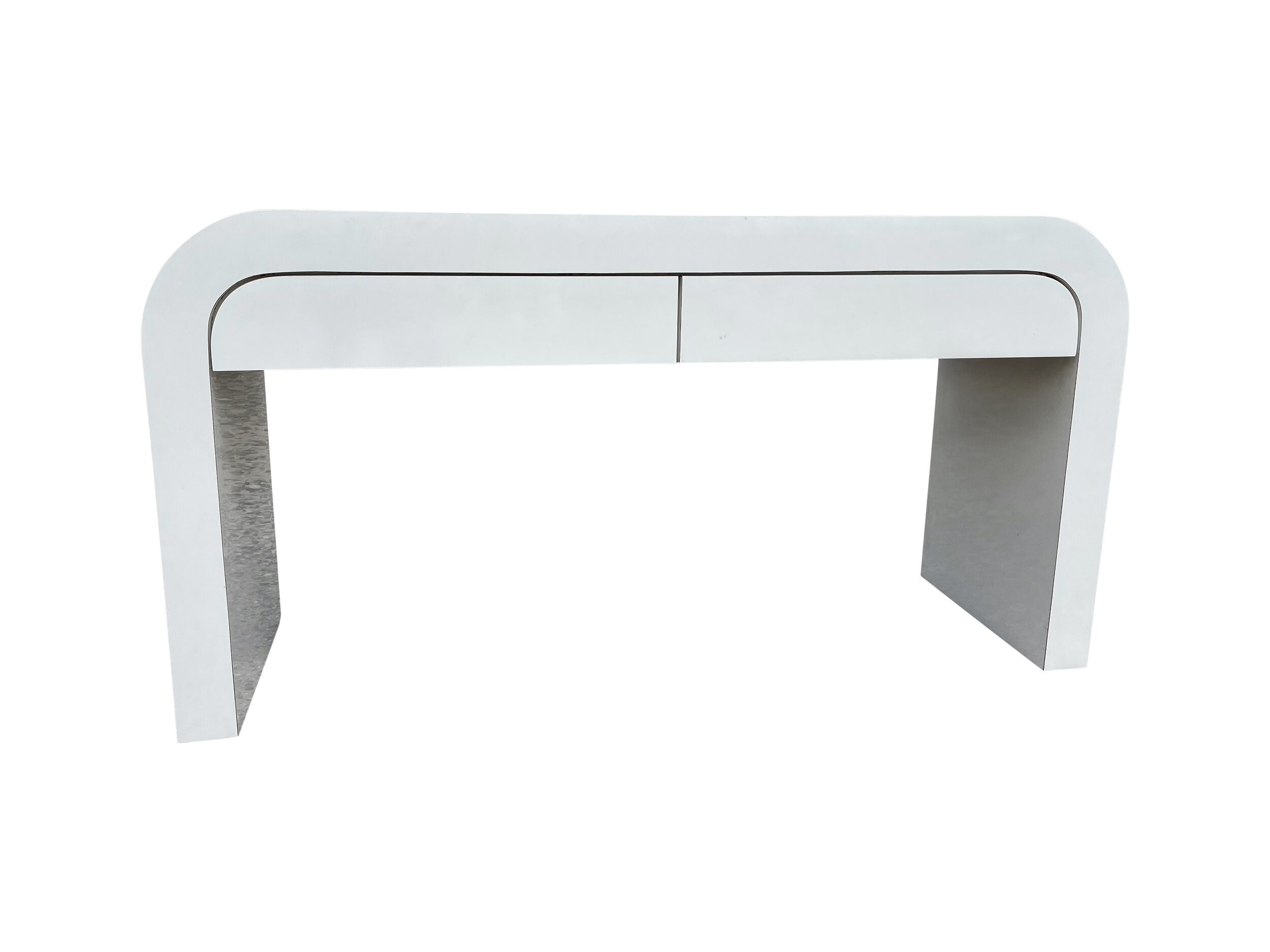 Mid Century Modern White Laminated Vanity or Desk 