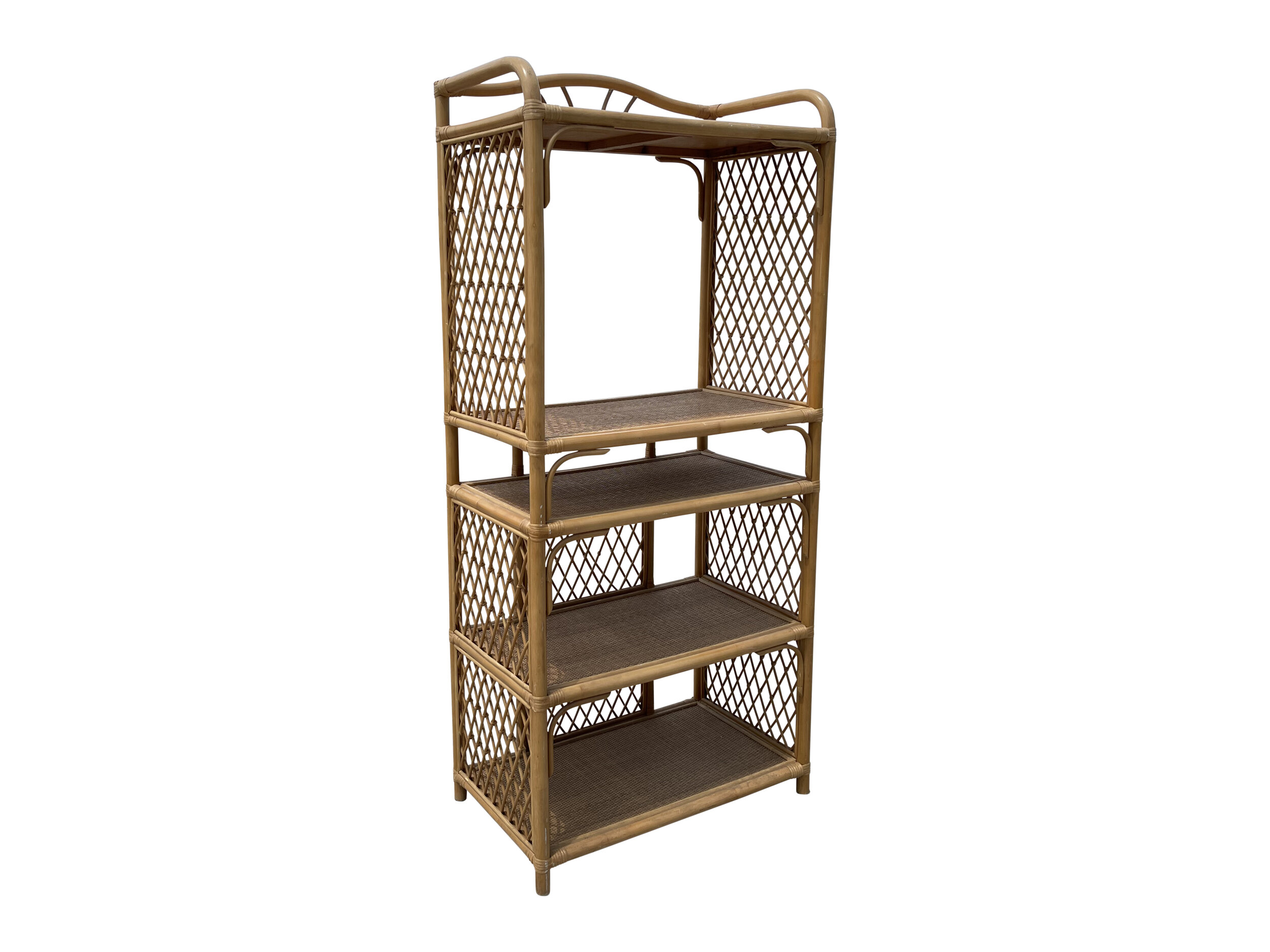 Mid Century Modern Boho Rattan Storage Unit Shelf 