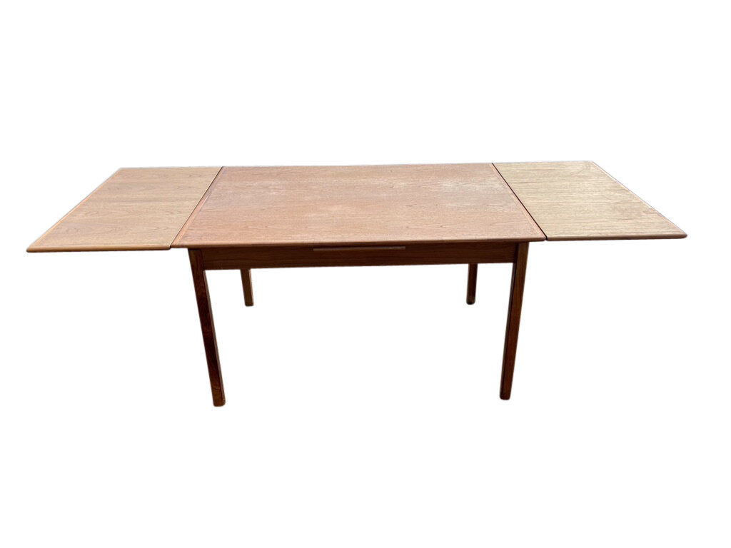 Mid Century Modern Teak Expansion Dining Table Refinished 