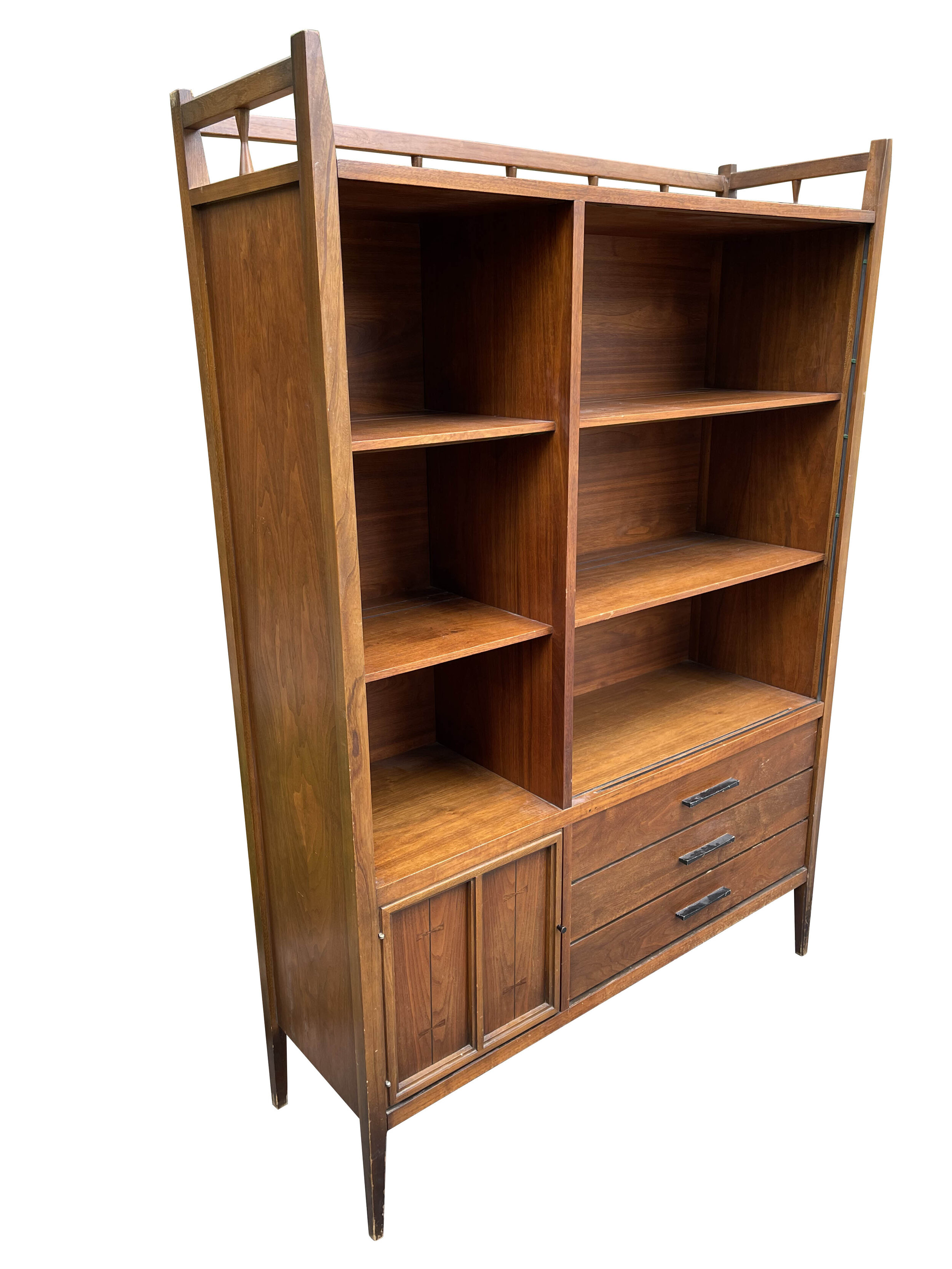 Mid Century Modern Lane Tuxedo Storage Room Divider Bookcase 