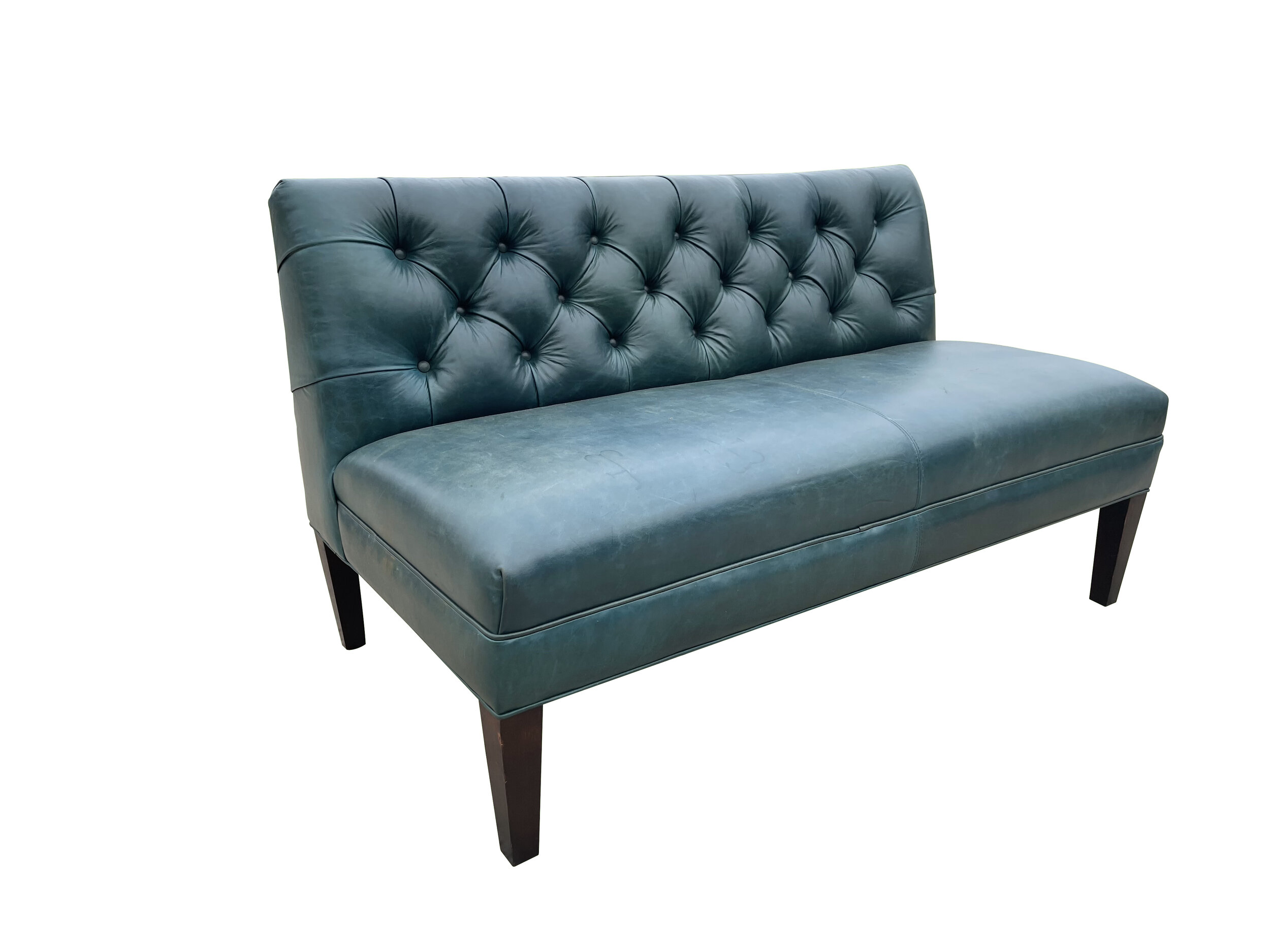 Vintage Green  Leather Settee Chesterfield Tufted Settee Sofa 