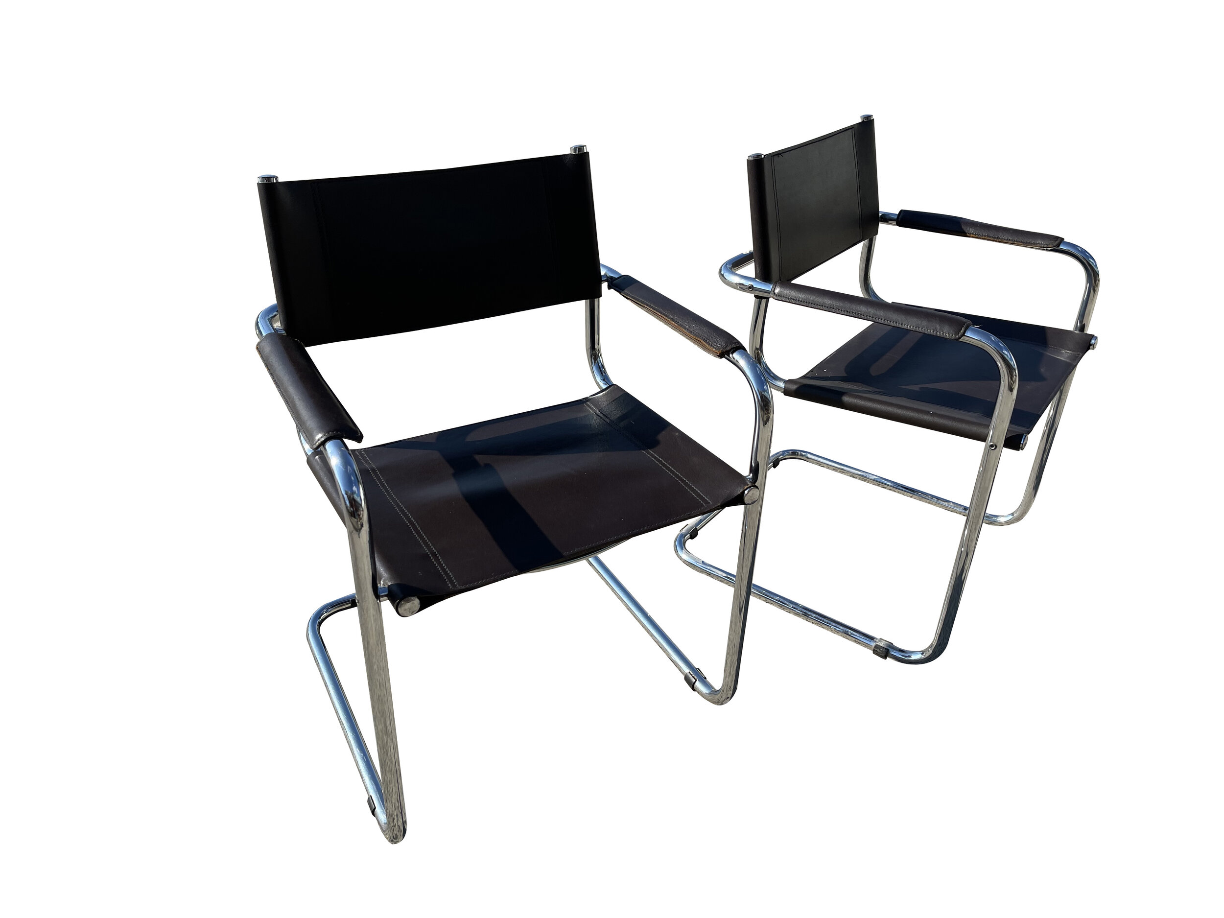 Mid Century Modern Chrome and Leather Side Chairs 