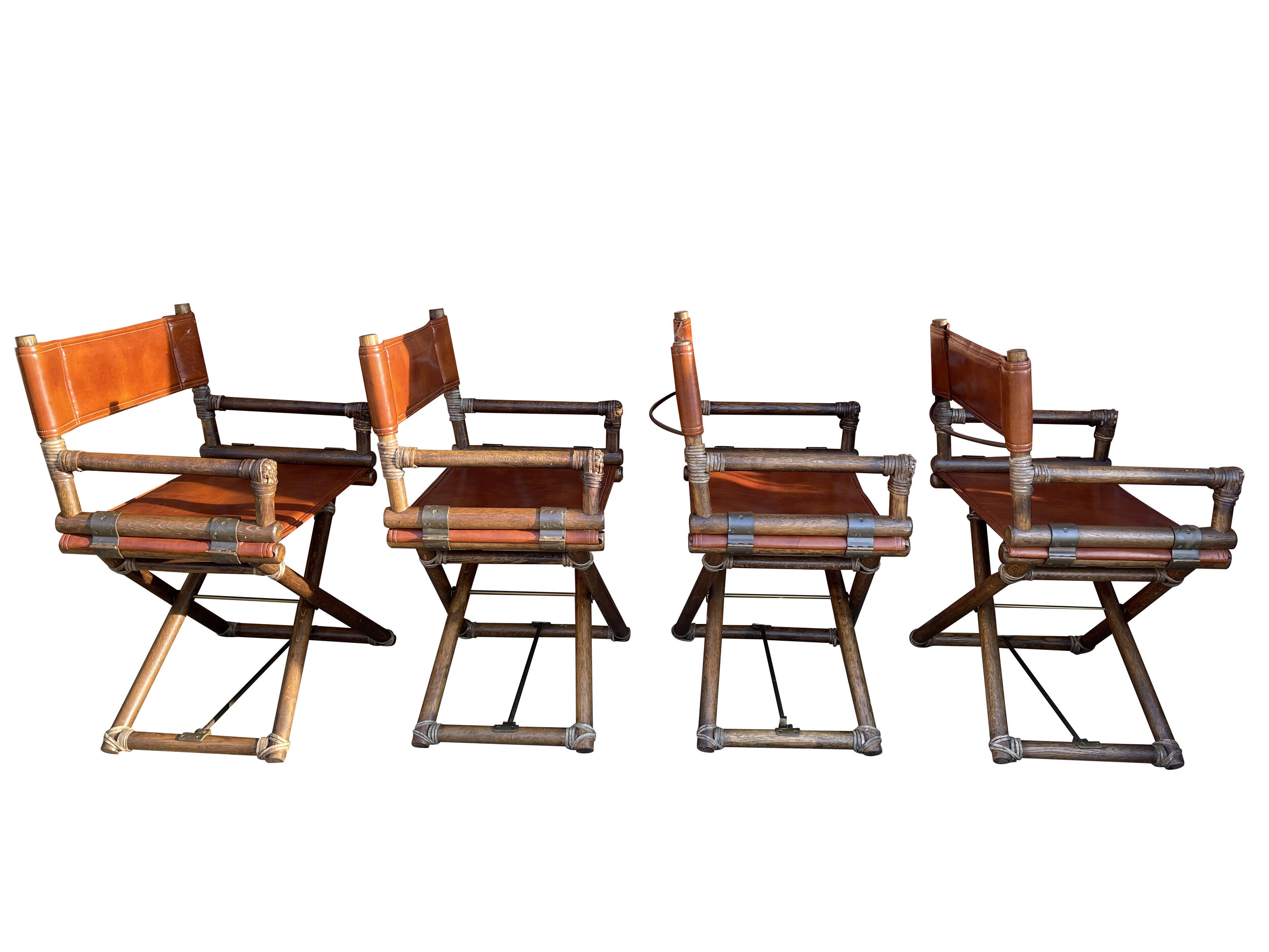 Mid Century Modern Mcguire Bamboo and Leather Dining Room Set