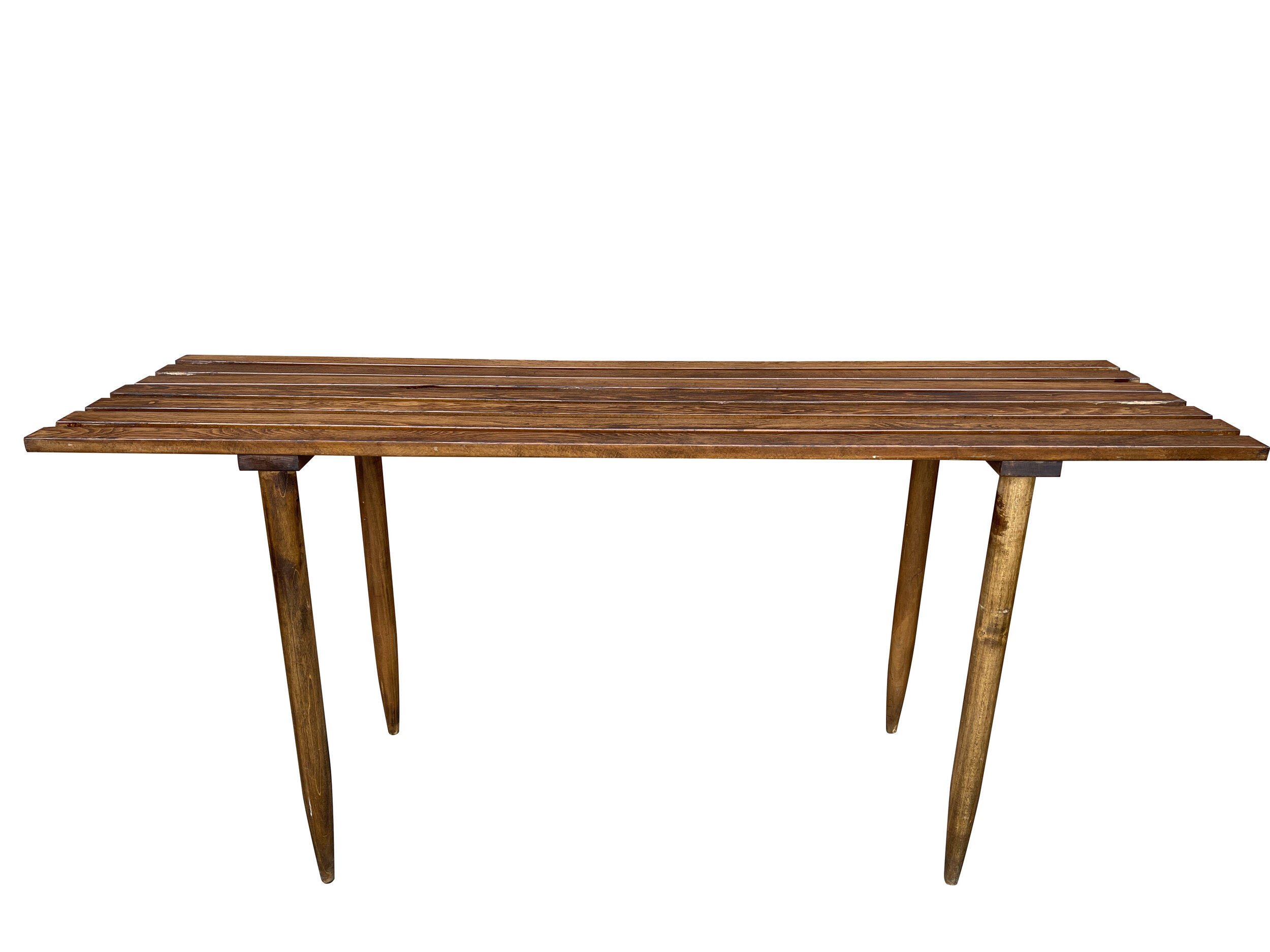 Mid Century Modern Slat bench console entryway table
