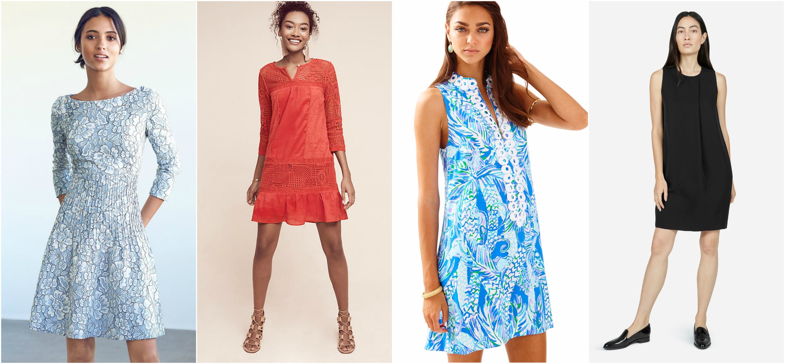 Dresses via Nordstrom , Anthropologie , Lilly Pulitzer , and Everlane