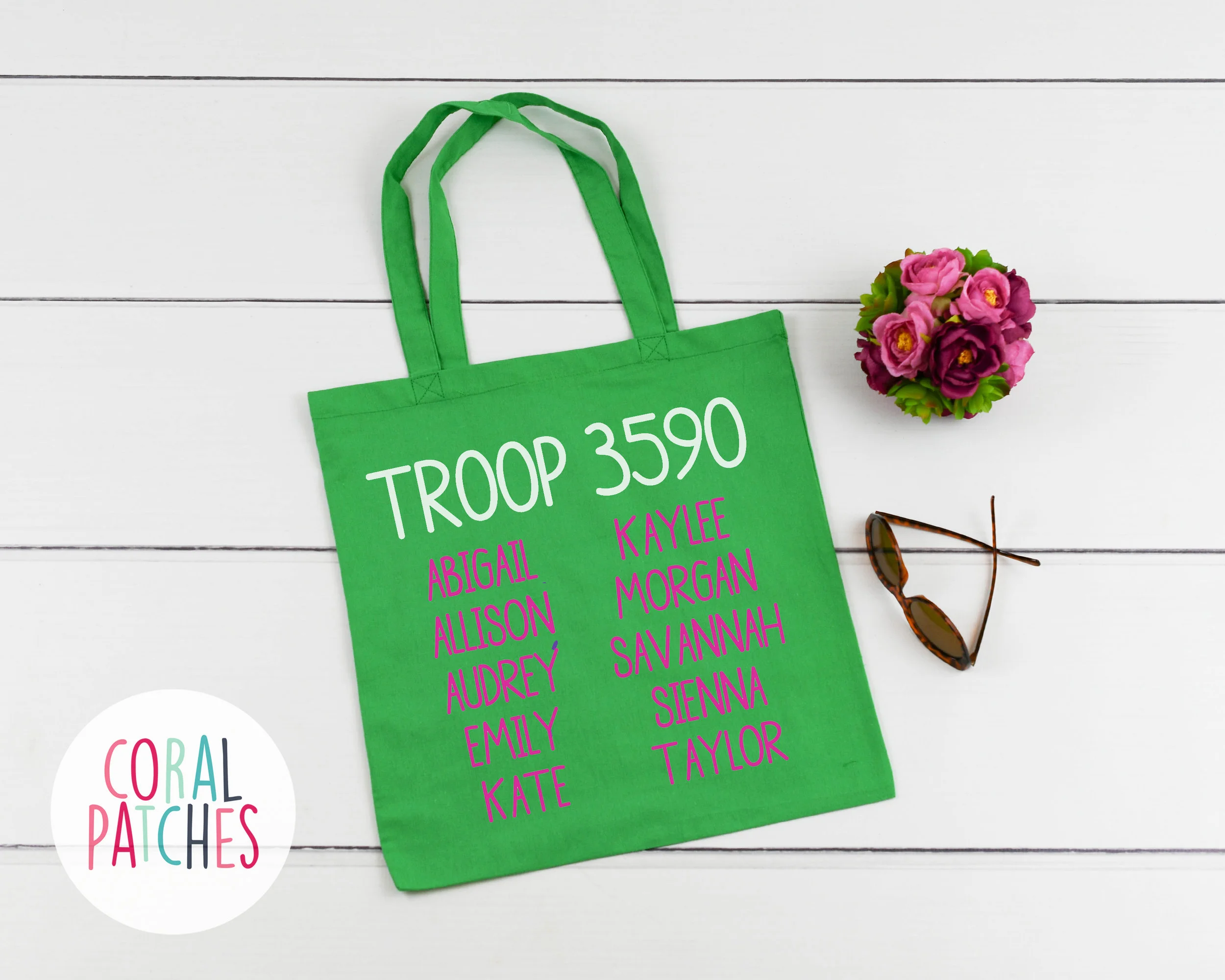 Troop with Names Green Tote 1.jpg