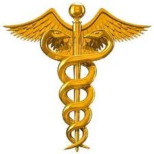Serpents entwine the healing staff of the ancient Greek God Hermes