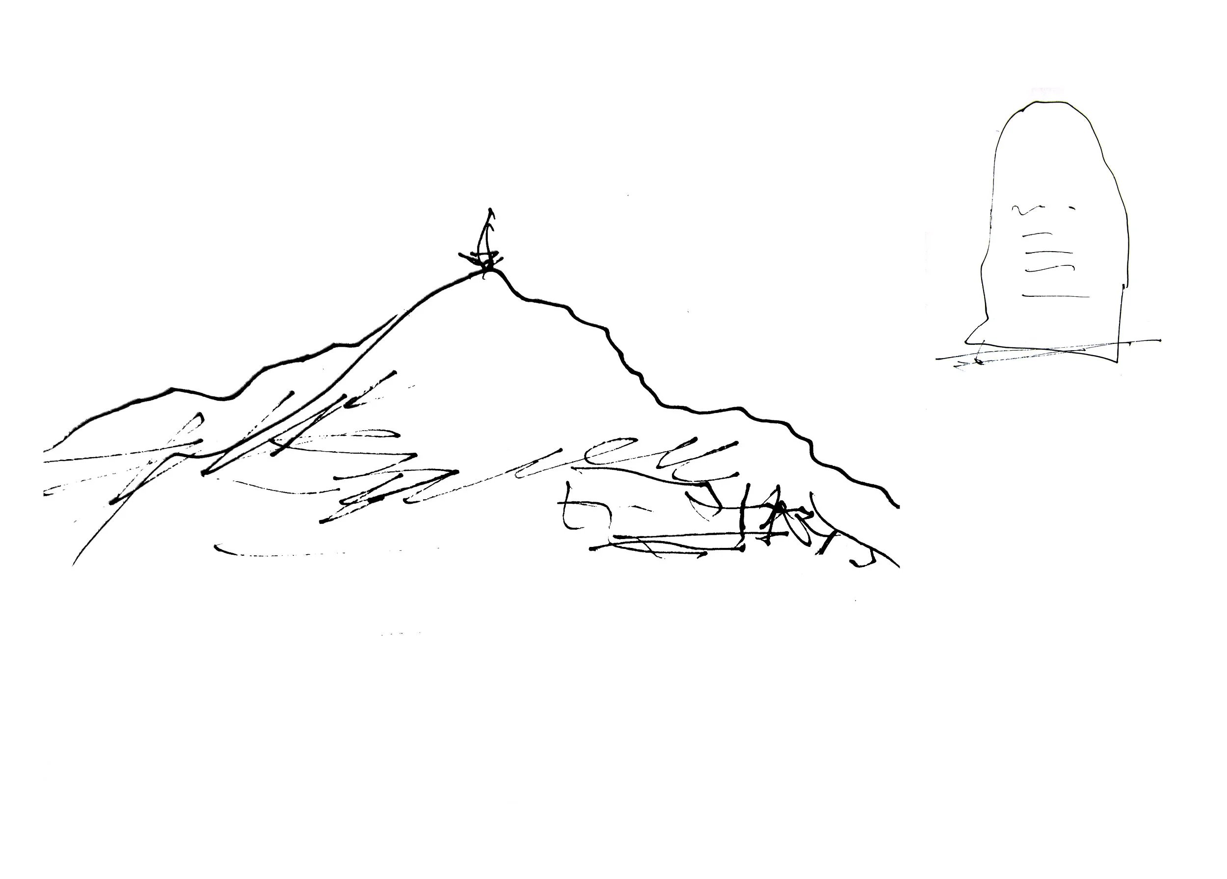 1. The initial assignment was for a star on Buzludzha Peak. (Sketch by architect Georgi Stoilov, 26th June 2014)