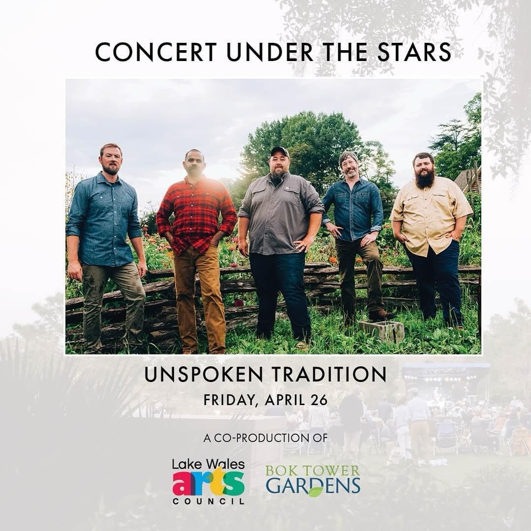 🎻THIS FRIDAY! @unspokentraditionbluegrass 🌟 Join us for their special performance at @boktowergardens on Friday, April 26th. Let&rsquo;s give a round of applause for their recent #1 spot on the Bluegrass Today monthly airplay chart &ndash; what an 