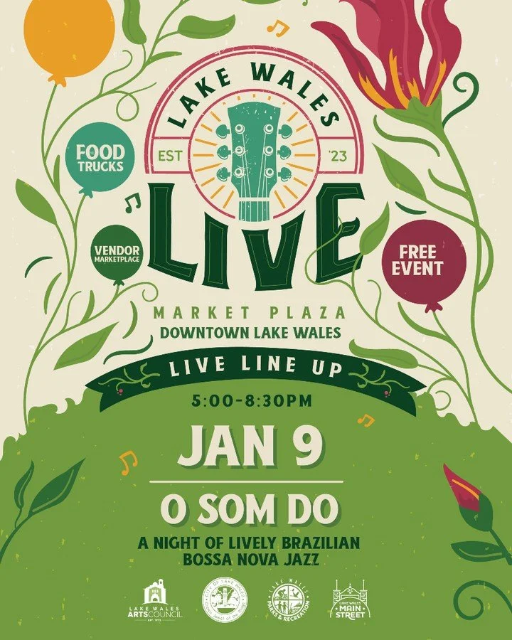 👉Tonight is the Night!👈

🎵 Get ready for an electrifying evening in downtown Lake Wales at our next Lake Wales Live event, featuring opening act Pablo Balata, Brazilian classical guitarist/singer followed by the sensational sounds of O Som Do!
Imm