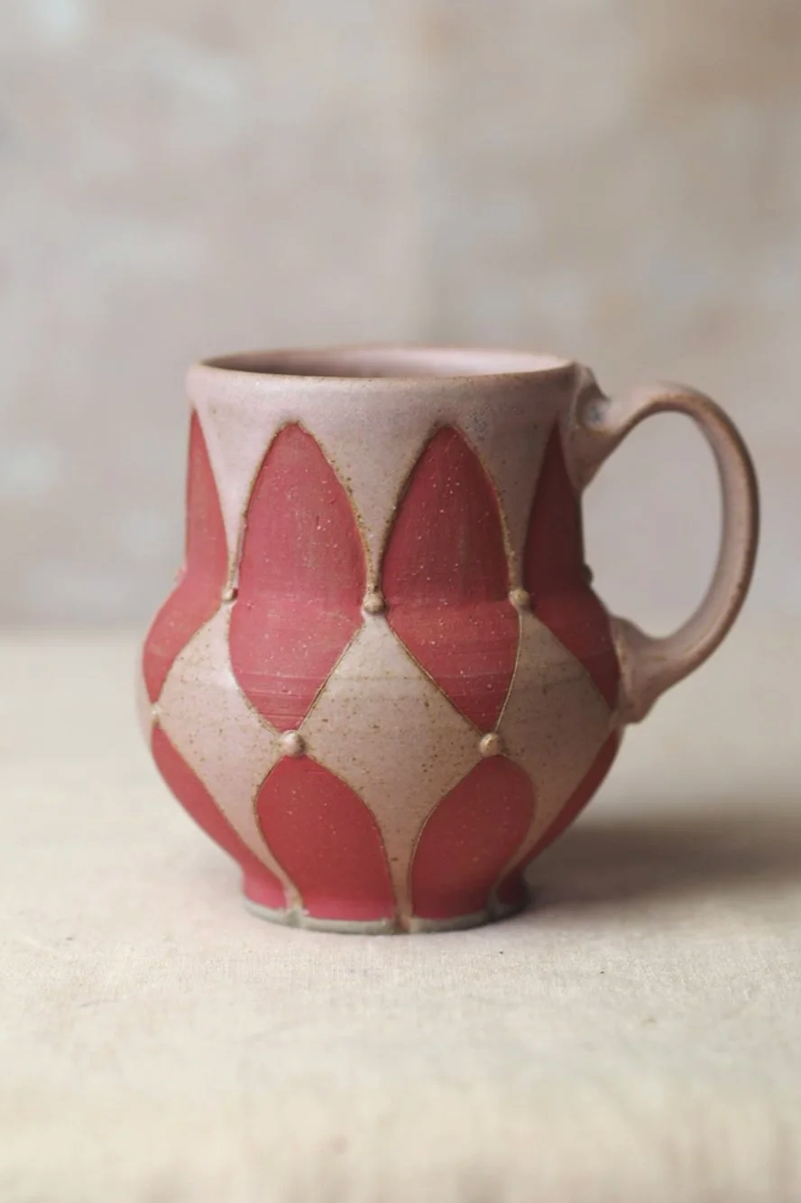 Jester Mug in Pink and Red