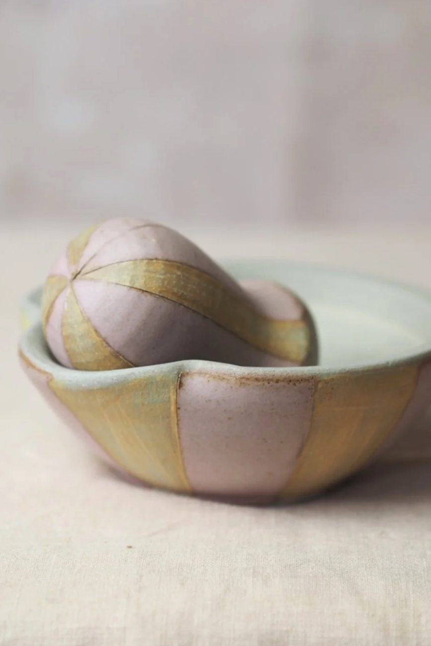 Pestle and Mortar in Yellow and Pink