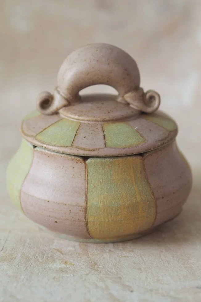 Striped Jewellery Jar in Yellow and Bloom