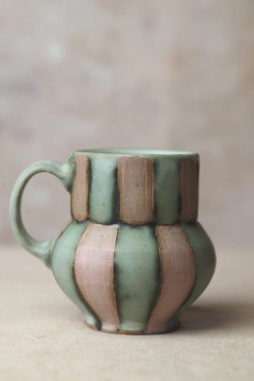 Balloon Mug in Sage and Pink