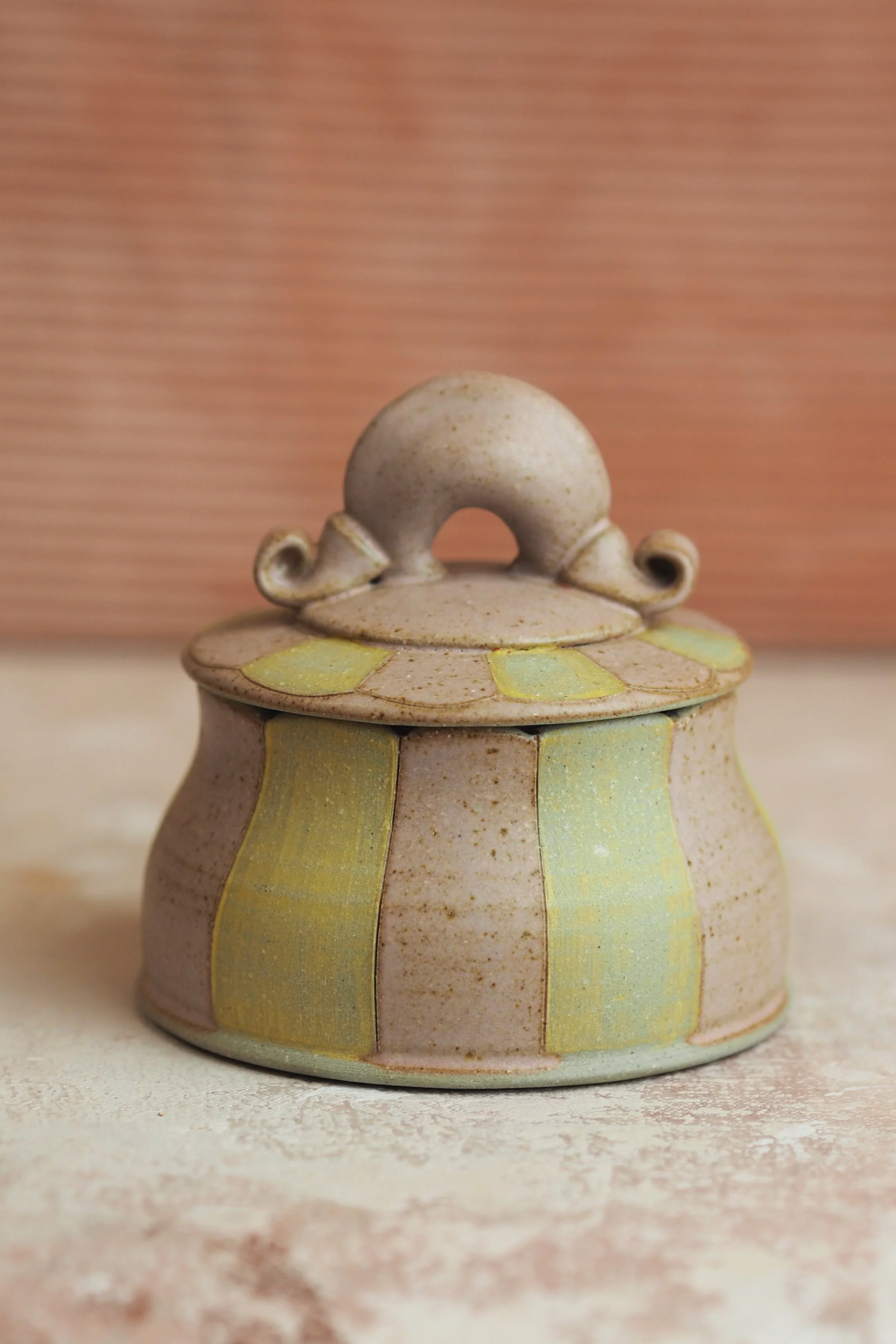 Striped Jar in Yellow and Bloom