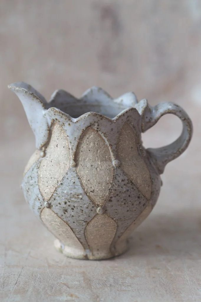 Milk Jug in Speckled Lilac and Parchment