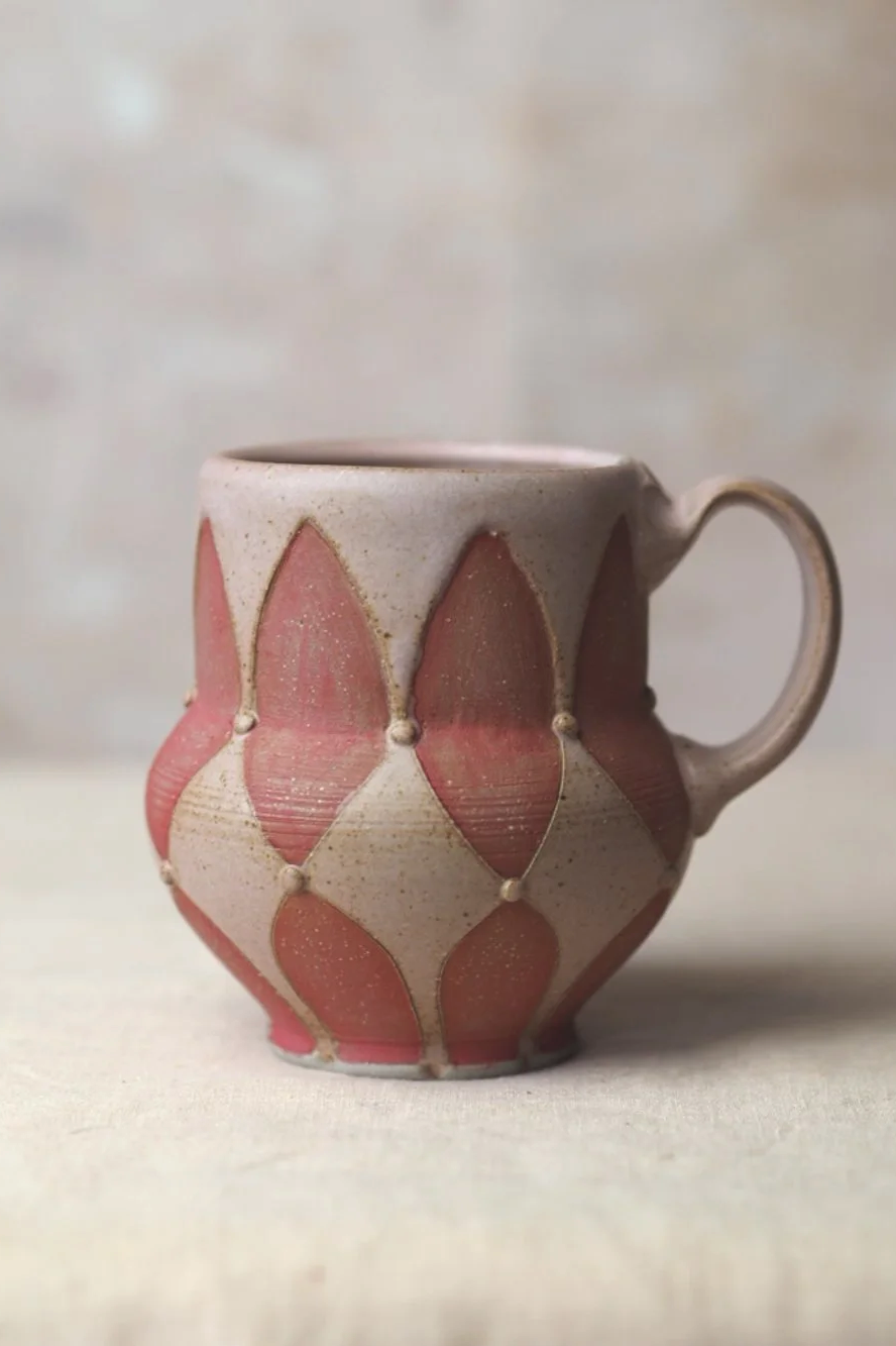 Jester Mug in Pink and Red