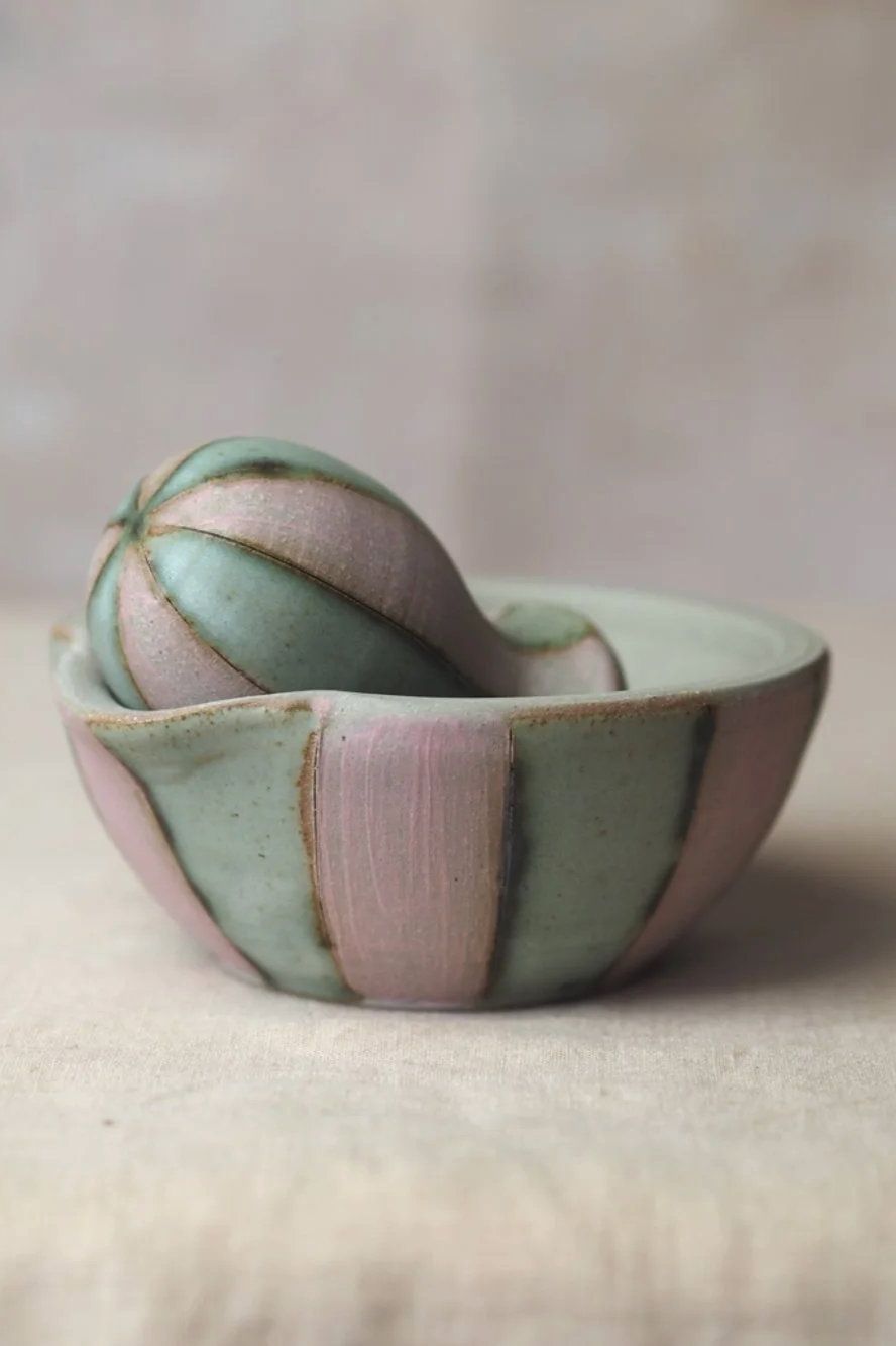 Pestle and Mortar in Green and Pink