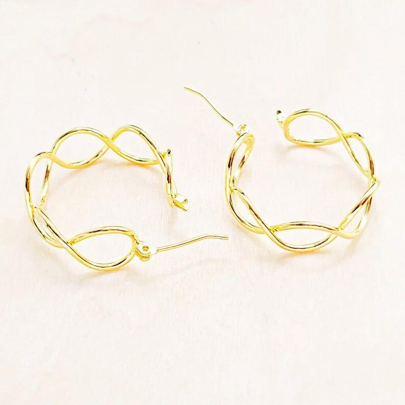 Gold Twist Hoop Earrings
