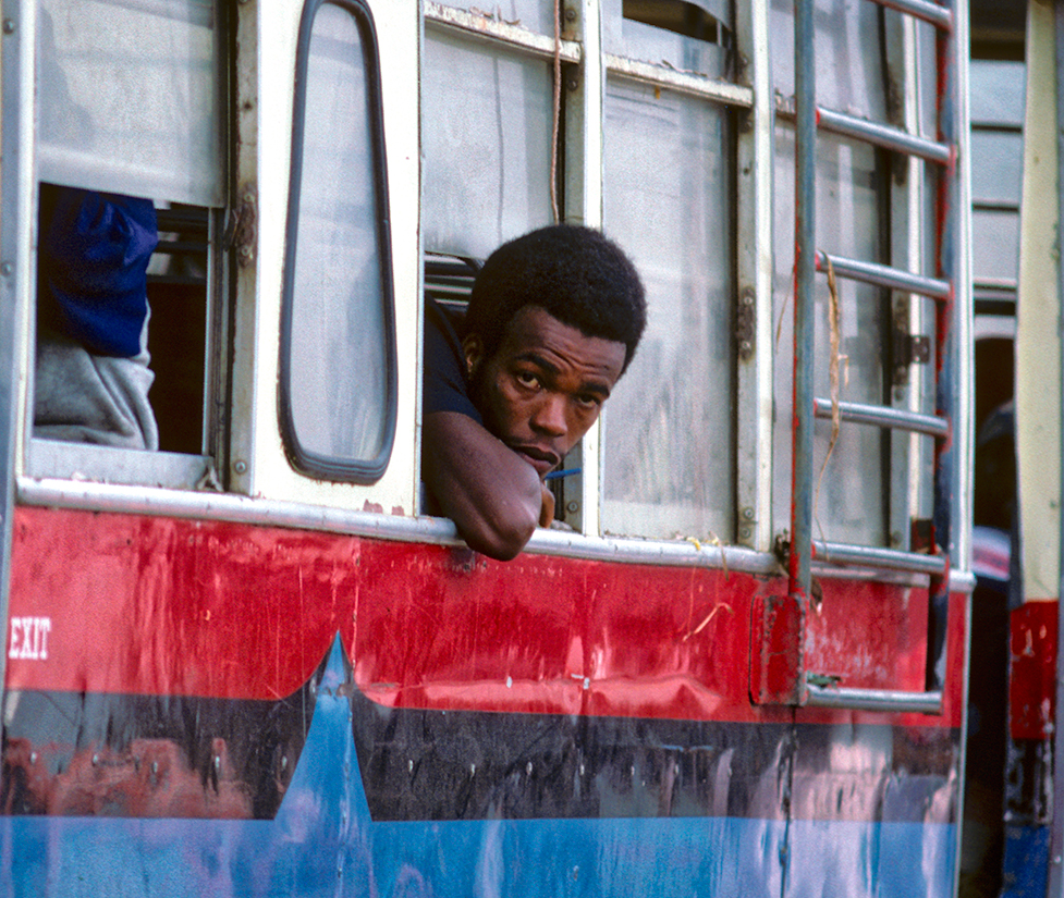 Bus rider, Montego Bay, Jamaica
