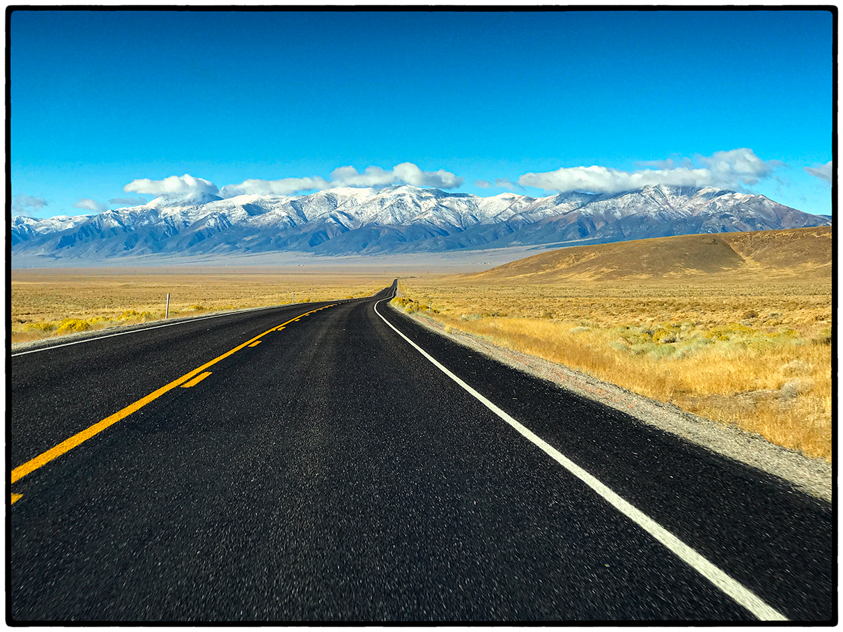 On the Way Home.  Through the Windshield, Twelve Miles East of Austin, Nevada