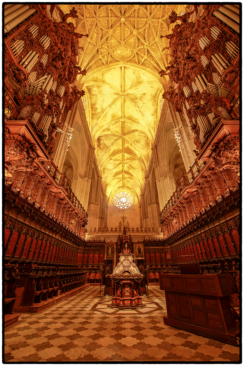 The choir loft and organ pipes, Seville