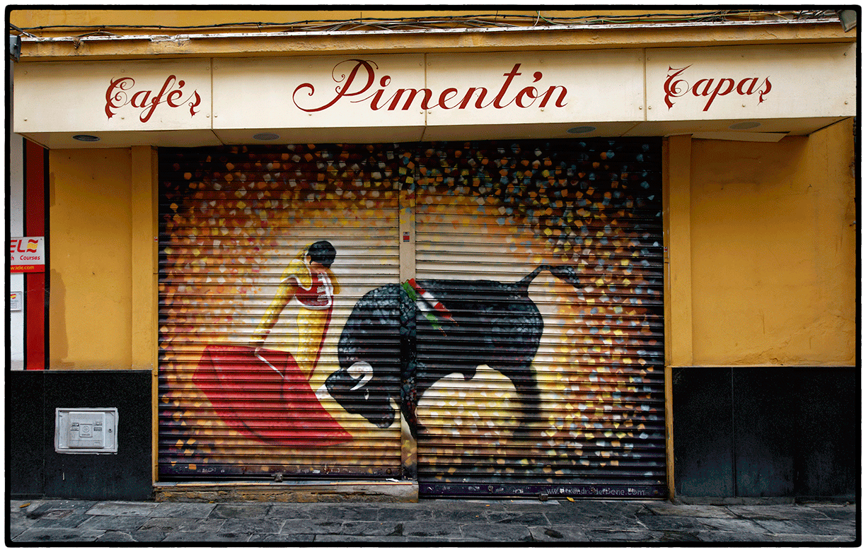 A closed tapas bar, early morning