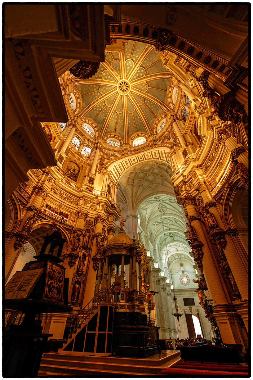 From behind the altar