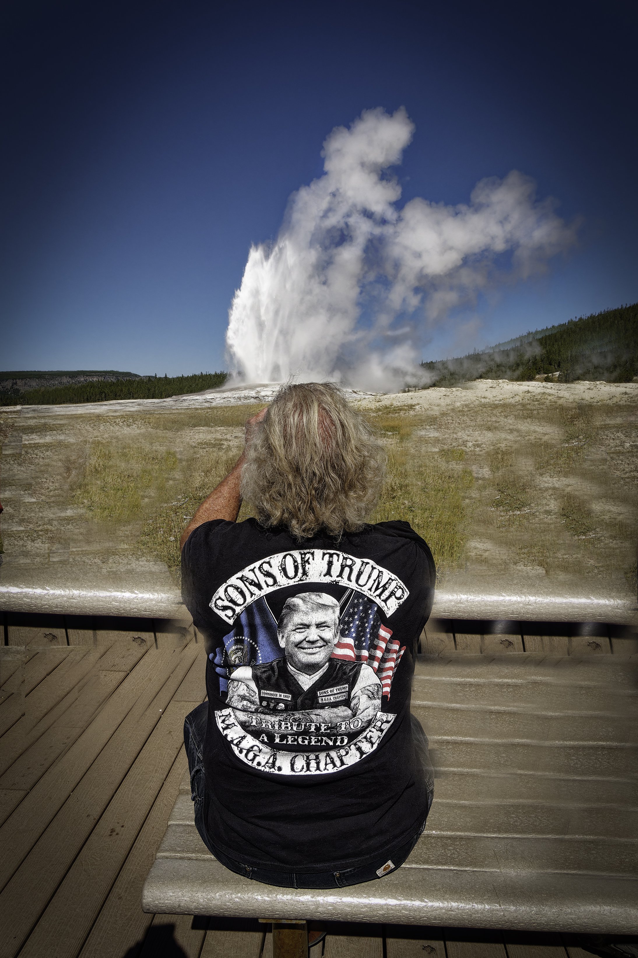 Offering prayers at Old Faithful, Yellowstone