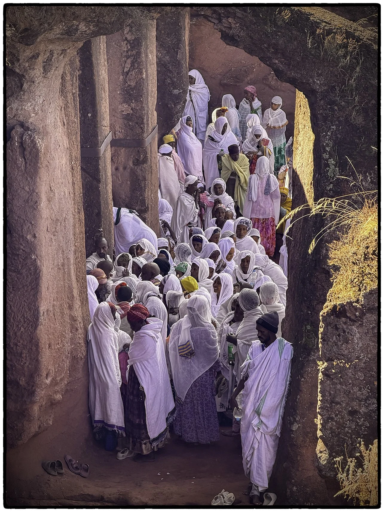 Worshippers waiting to be blessed